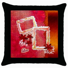 Red Love Throw Pillow case - Throw Pillow Case (Black)