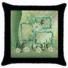 Floral aqua throw pillow case (5 styles) - Throw Pillow Case (Black) Floral aqua throw pillow case (5 styles) - Throw Pillow Case (Black)