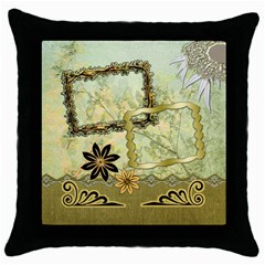 Floral gold throw pillow case - Throw Pillow Case (Black)