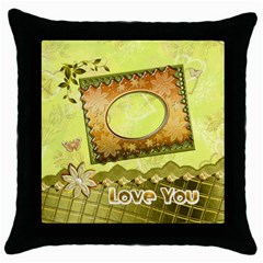 Love you green gold Throw Pillow case - Throw Pillow Case (Black)