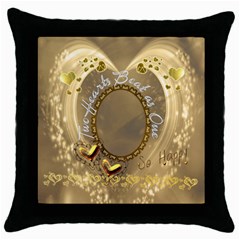 Two Hearts Beat as One  Throw Pillow case - Throw Pillow Case (Black)