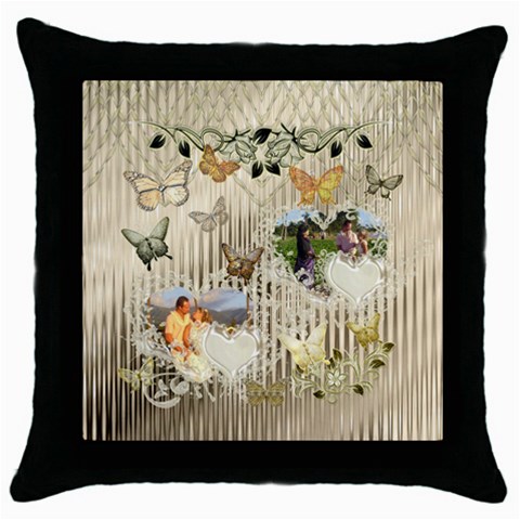 Hearts N Butterflies Floral  Throw Pillow Case By Ellan Front