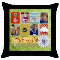 kids, family, fun - Throw Pillow Case (Black)