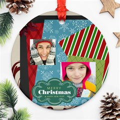 merry christmas - Round Ornament (Two Sides)