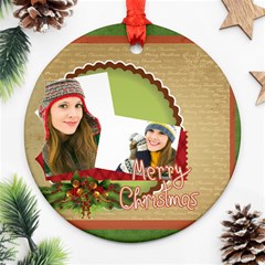 merry christmas - Round Ornament (Two Sides)