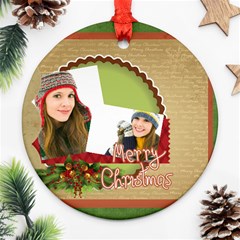 merry christmas - Round Ornament (Two Sides)