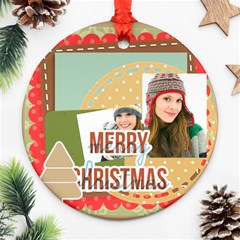 merry christmas - Round Ornament (Two Sides)