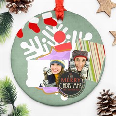 merry christmas - Round Ornament (Two Sides)