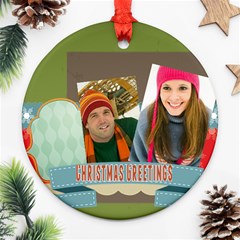 merry christmas - Round Ornament (Two Sides)