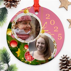 Merry Christmas Round Ornament (2 sided) - Round Ornament (Two Sides)