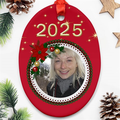 Oval Christmas Ornament By Deborah Front
