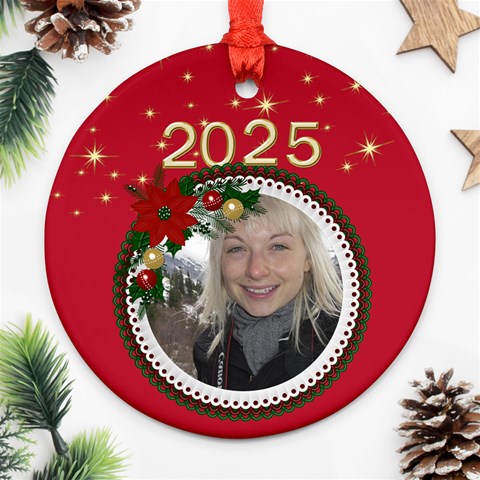 Round Christmas Ornament (2 Sided) By Deborah Front