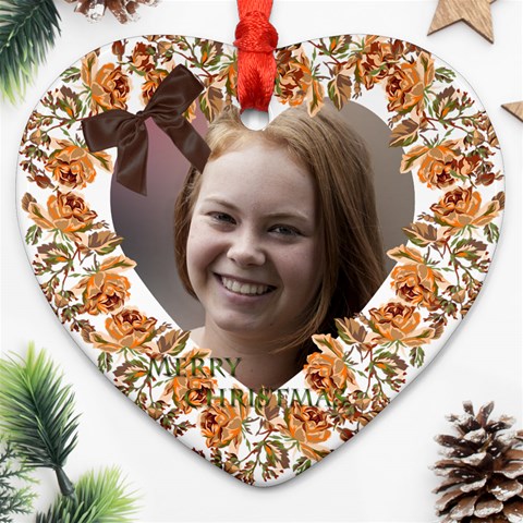 Floral Christmas Heart Ornament (2 Sided) By Deborah Back