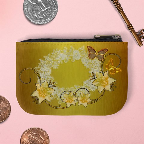 Gold White Floral Butterfly Wedding 2 Designs Coin Purse By Ellan Back