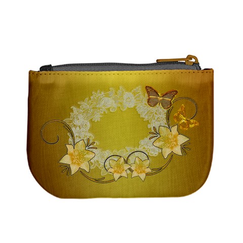 Gold White Floral Butterfly Wedding 2 Designs Coin Purse By Ellan Back
