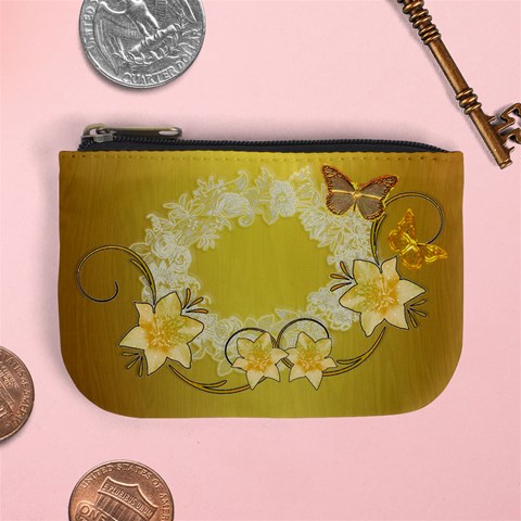 Gold Floral Butterfly Wedding Coin Purse By Ellan Front