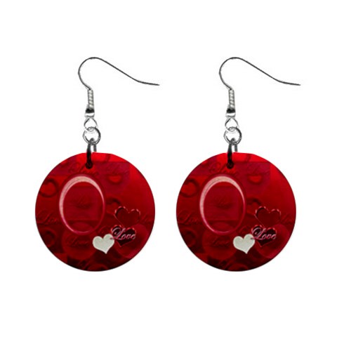 I Heart You Red Button Earrings By Ellan Front
