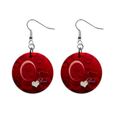 I Heart You red button earrings - Mini Button Earrings