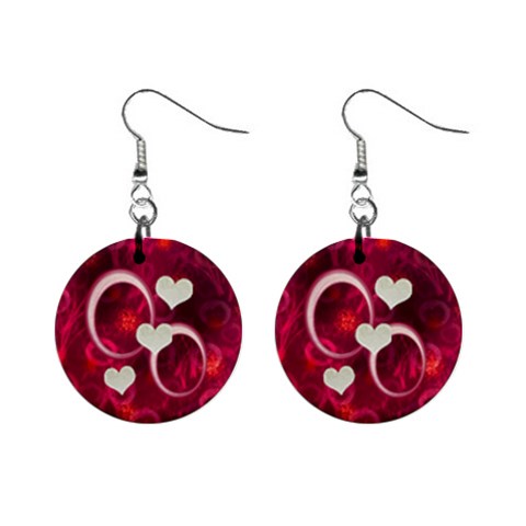 I Heart You Pink Button Earrings By Ellan Front