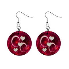 I Heart You pink button earrings - Mini Button Earrings
