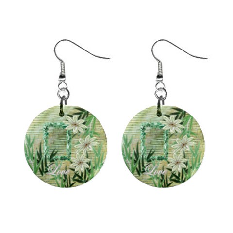Love Aqua Blue Green Floral Button Earrings By Ellan Front