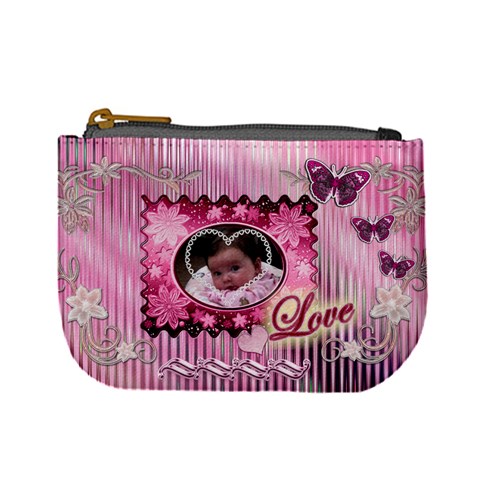 Pink Heart Floral Coin Purse By Ellan Front