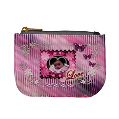 Pink heart floral coin purse - Mini Coin Purse