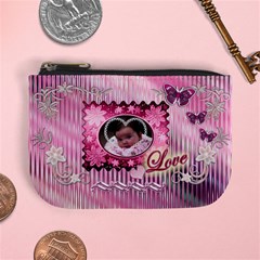 Pink heart floral coin purse - Mini Coin Purse