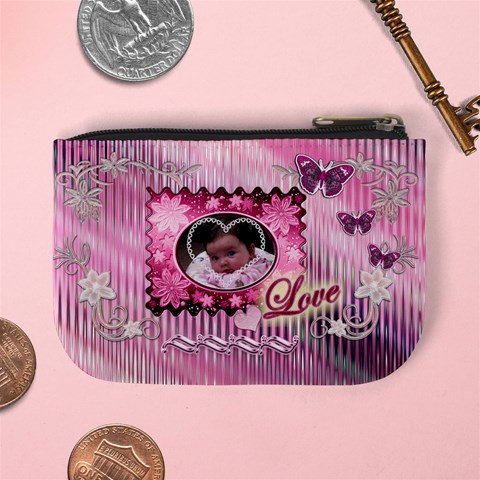Pink Heart Floral Coin Purse By Ellan Back