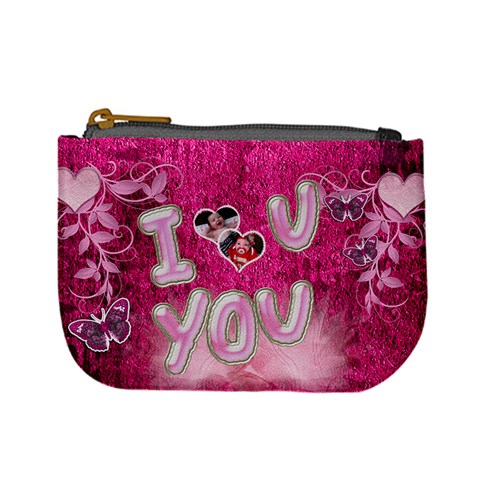 Hot Pink Heart Floral 2nd Coin Purse By Ellan Front