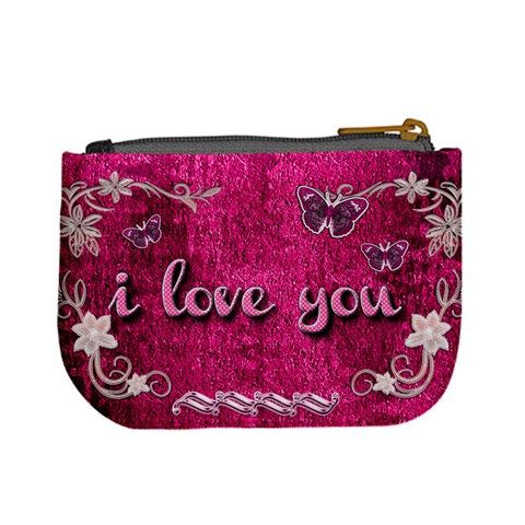 Hot Pink Heart Floral 2nd Coin Purse By Ellan Back