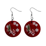 Children riding reindeer  button earrings - 1  Button Earrings