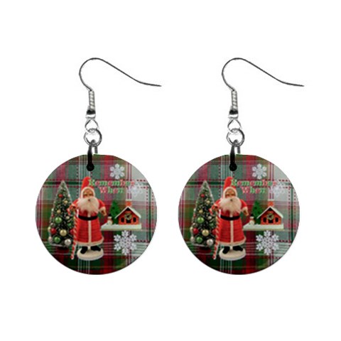 Remember When Santa Christmas No Frame Left Button Earrings By Ellan Front