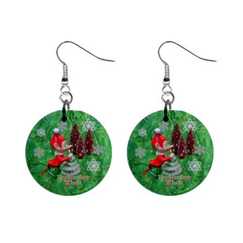 Remember When Elf Christmas No Frame Button Earrings By Ellan Front