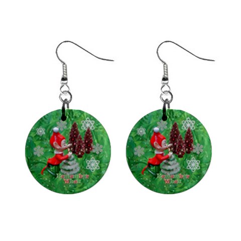Remember When Elf Christmas No Frame Button Earrings By Ellan Front