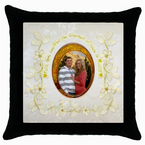 Faith Hope Love Gold Floral Throw Pillow By Ellan Front