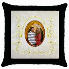 Faith Hope Love gold floral throw pillow - Throw Pillow Case (Black)