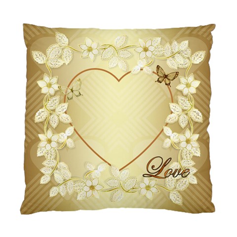 Gold Floral Heart Cushion Case One Side By Ellan Front