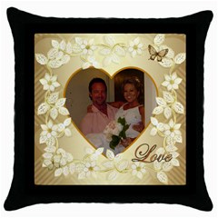 Faith Hope Love gold heart floral throw pillow - Throw Pillow Case (Black)