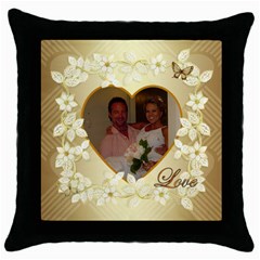 Faith Hope Love gold heart floral throw pillow - Throw Pillow Case (Black)