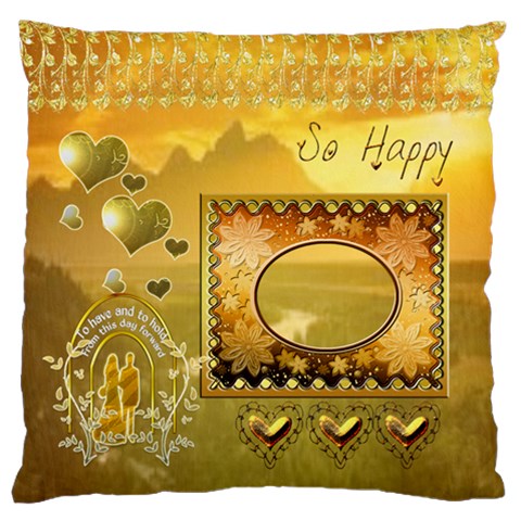 So Happy Gold Scene Large Cushion Case By Ellan Front