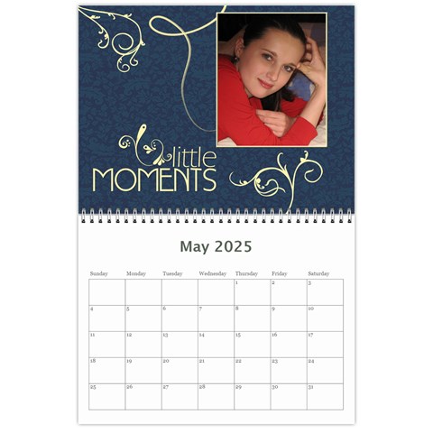 2025 Serenity Blue Photo Calendar 11x8 5 May 2025