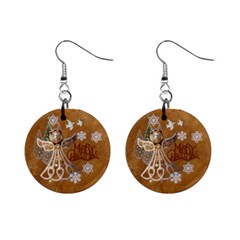 Gold Angel Christmas no frame  button earrings - Mini Button Earrings