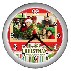 christmas - Wall Clock (Silver)