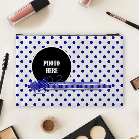 Basix Blue Large Cosmetic Bag By Lisa Minor Back