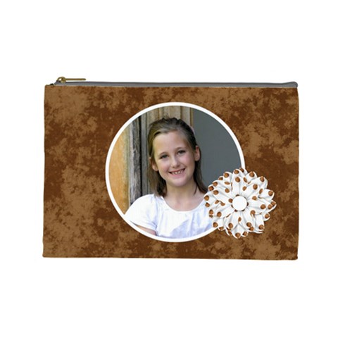 Basix Brown Large Cosmetic Bag By Lisa Minor Front