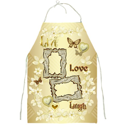 Fancy Gold Live Laugh Love  Floral Full Print Apron By Ellan Front