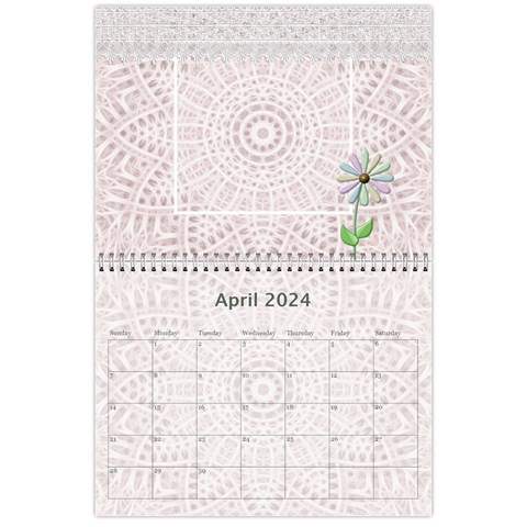 Pretty Lace Pink Calendar (12 Month) By Lil Apr 2024