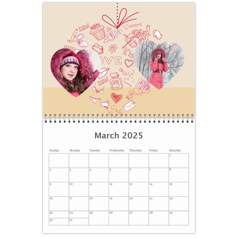 Love,calendar 2025 By Ki Ki Mar 2025