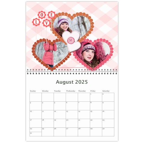 Love,calendar 2025 By Ki Ki Aug 2025